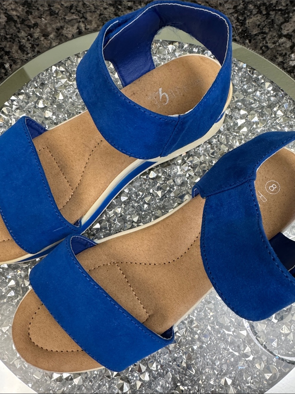 Rouge! Royal Blue Suede Platform Sandals 8 - Picture 7 of 9